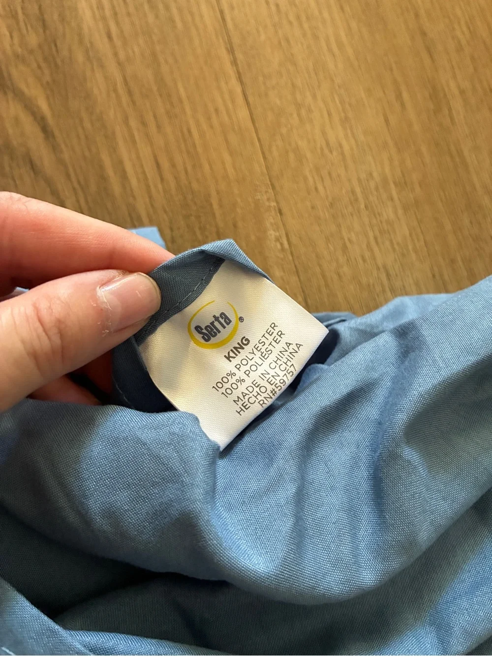 Serta King Flat Sheet Blue Solid Bedding Soft Lightweight Sheet